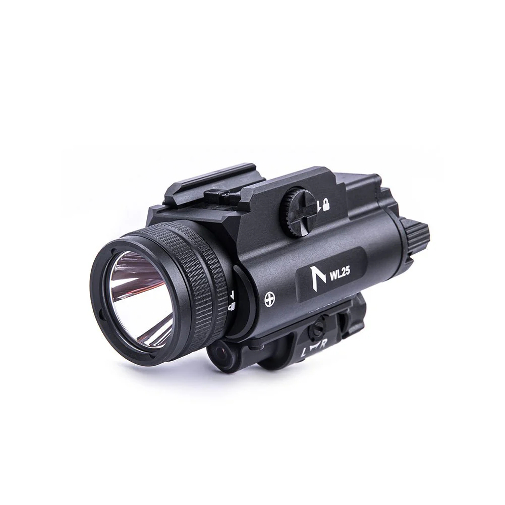 NEXDOT WL25 linterna táctica con láser integrada vista en ángulo NEXDOT WL25 linterna táctica con láser integrada vista en ángulo