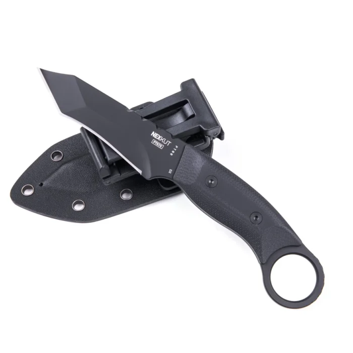 Cuchillo táctico NEXKUT PTK75 con funda Kydex y sistema de anclaje