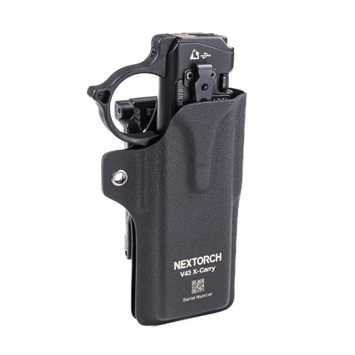 Funda NEXTORCH V43 X-Carry con linterna TA70 insertada y lista para extracción rápida
